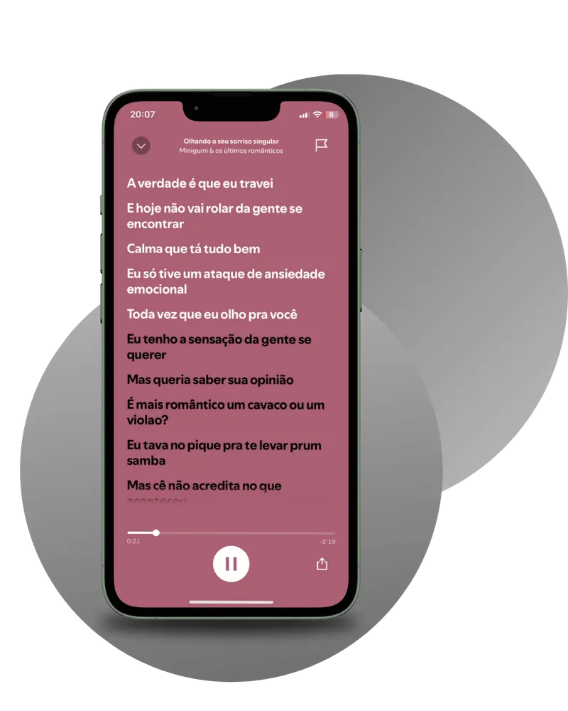 Letra sincronizada aparecendo durante a reprodução no Spotify